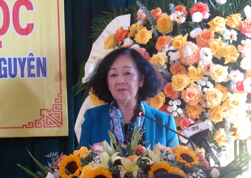 Thường trực Ban Bí thư Trương Thị Mai dự Ngày hội Đại đoàn kết toàn dân tộc tại tỉnh Thái Nguyên