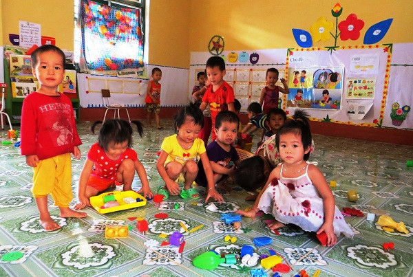 Học sinh Trường Mầm non Vũ Chấn, Võ Nhai là con em đồng bào DTTS cần tăng cường chuẩn bị tiếng Việt giai đoạn 2017 - 2020. Nguồn: nhabaothainguyen.vn