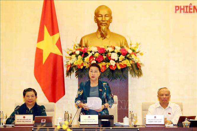 Chủ tịch Quốc hội Nguyễn Thị Kim Ngân phát biểu khai mạc. Ảnh: Trọng Đức - TTXVN