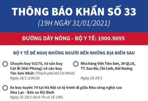Dịch COVID-19: Thông báo khẩn số 33 của Bộ Y tế