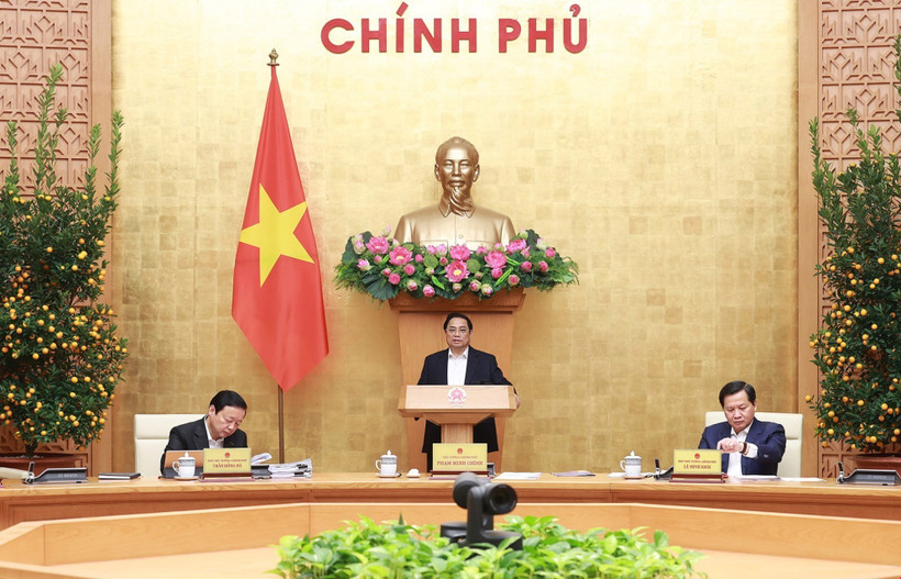 Thủ tướng Phạm Minh Chính chủ trì Phiên họp Chính phủ thường kỳ tháng 1 năm 2023. Ảnh: Dương Giang-TTXVN
