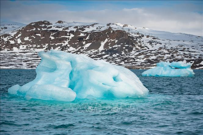Băng trôi trên biển ngoài khơi Ny-Alesund, Na Uy, ngày 5/6/2010. Ảnh: AFP/ TTXVN