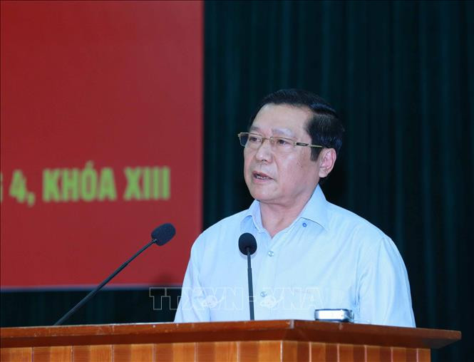 Đồng chí Lại Xuân Môn, Uỷ viên Trung ương Đảng, Phó Trưởng Ban Thường trực Ban Tuyên giáo Trung ương báo cáo tại Hội nghị. Ảnh: Phương Hoa - TTXVN