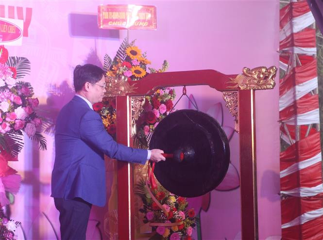 Đại diện lãnh đạo tỉnh Thừa Thiên - Huế thực hiện nghi thức khởi công dự án. Ảnh: Trần Lê Lâm - TTXVN 