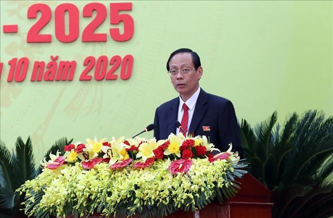 Đồng chí Nguyễn Đức Thanh, Bí thư Tỉnh ủy Ninh Thuận phát biểu khai mạc Đại hội . Ảnh: Công Thử - TTXVN