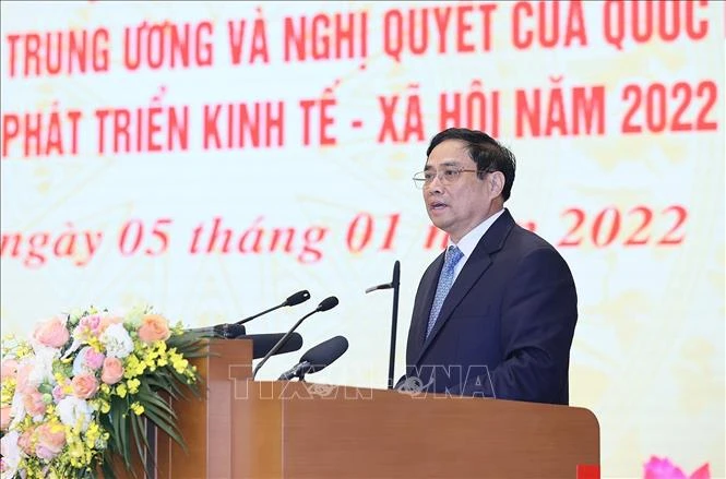 Thủ tướng Phạm Minh Chính phát biểu khai mạc hội nghị. Ảnh: Dương Giang-TTXVN