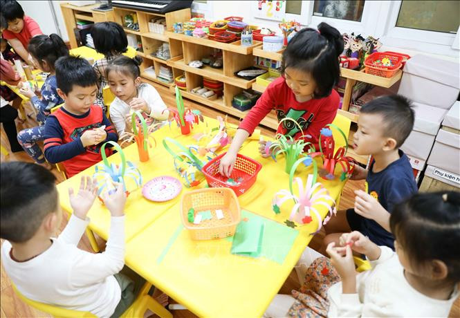 Học sinh trường Mẫu giáo Mầm non A, quận Hoàn Kiếm (ảnh tư liệu). Ảnh: Thanh Tùng - TTXVN
