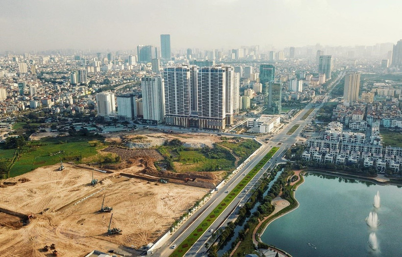 Hơn 600m đường nối từ đường 40m trong Khu đô thị Tây Hồ Tây ra đường Hoàng Quốc Việt đã được thông xe tháng 10/2019. Ảnh: Thành Đạt - TTXVN
