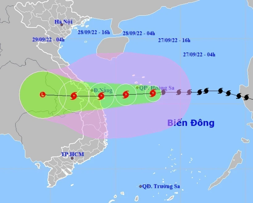 Dự báo hướng đi của bão số 4. TTXVN phát