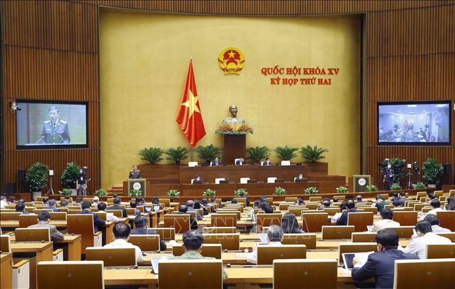 Đại tướng, Bộ trưởng Bộ Công an Tô Lâm, thừa ủy quyền của Thủ tướng Chính phủ trình bày Tờ trình về dự án Luật Cảnh sát cơ động. Ảnh: Doãn Tấn - TTXVN