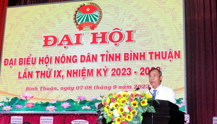 Ông Nguyễn Phú Hoàng tái đắc cử chức vụ Chủ tịch Hội nông dân tỉnh nhiệm kỳ 2023- 2028. Ảnh: Hồng Hiếu - TTXVN
