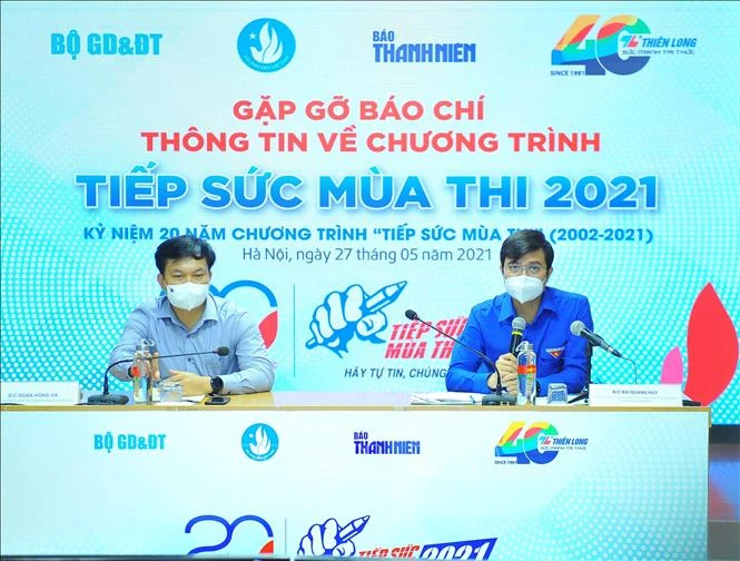 Đồng chí Bùi Quang Huy - Uỷ viên dự khuyết Trung ương Đảng, Bí thư thường trực Trung ương Đoàn, Chủ tịch T.Ư Hội Sinh viên Việt Nam phát biểu tại chương trình. Ảnh: Minh Đức - TTXVN