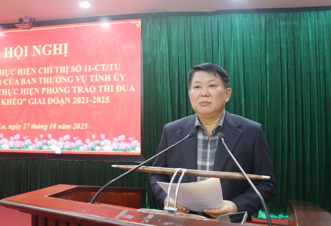 Ông Lò Minh Hùng, Phó Bí thư Thường trực Tỉnh ủy Sơn La, phát biểu chỉ đạo tại Hội nghị. son-la-2710.jpg