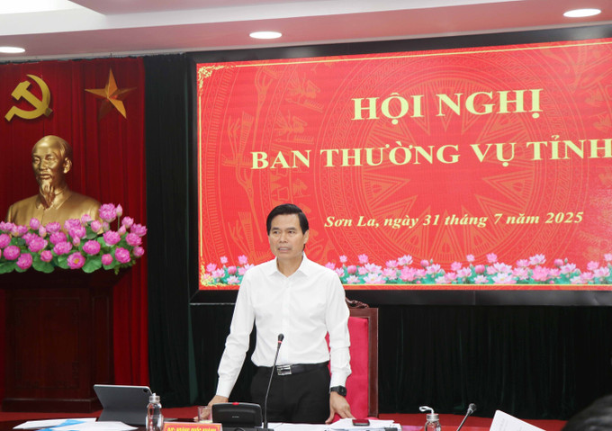 Bí thư Tỉnh ủy Sơn La Hoàng Quốc Khánh phát biểu tại Hội nghị. son-la-310725.jpg