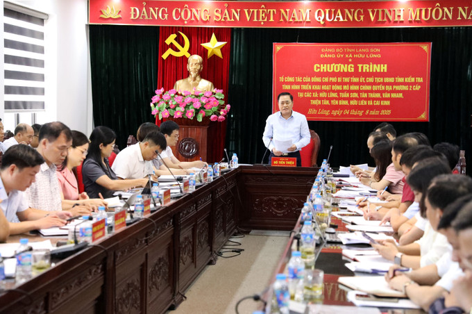 Chủ tịch UBND tỉnh Lạng Sơn Hồ Tiến Thiệu cùng Đoàn công tác của tỉnh làm việc với các xã trên địa bàn tỉnh về kết quả sau hơn một tháng vận hành bộ máy chính quyền địa phương 2 cấp. lang-son1-0408.jpg