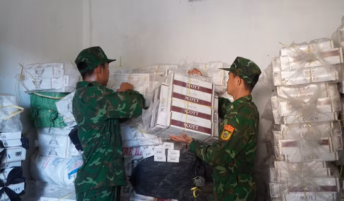 Thuốc lá lậu bị lực lượng Bộ đội Biên phòng tỉnh Đồng Tháp thu giữ.
