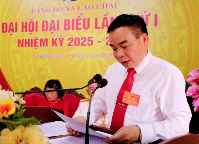 Đồng chí Lý Tiến Công, Bí thư Đảng ủy xã Lao Chải phát biểu tại Đại hội. Ảnh: Đức Thọ/TTXVN Đồng chí Lý Tiến Công, Bí thư Đảng ủy xã Lao Chải phát biểu tại Đại hội. Ảnh: Đức Thọ/TTXVN