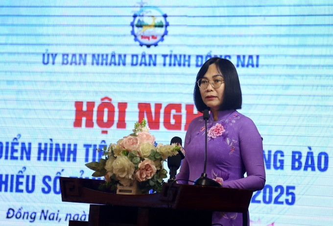 Phó Chủ tịch UBND tỉnh Đồng Nai Nguyễn Thị Hoàng phát biểu tại Hội nghị.