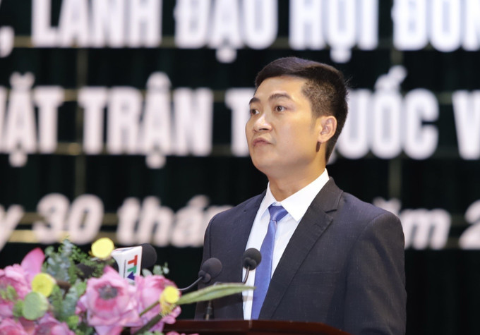 Ông Đoàn Văn Trường, Bí thư xã Pù Nhi (tỉnh Thanh Hóa), xã biên giới đặc biệt khó khăn của tỉnh Thanh Hóa không thực hiện sáp nhập, phát biểu tại lễ công bố Nghị quyết, Quyết định của Trung ương và tỉnh về sáp nhập đơn vị hành chính cấp tỉnh, cấp xã, ngày 30/6/2025. Ảnh: Việt Hoàng/TTXVN thanh-hoa.jpg