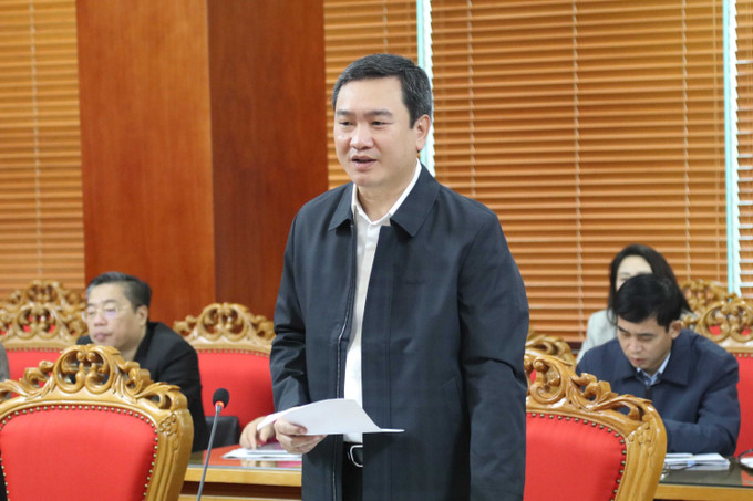 Chủ tịch UBND tỉnh Lạng Sơn Nguyễn Cảnh Toàn phát biểu tại buổi làm việc.