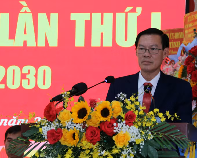Ông Nguyễn Văn Sạch, Ủy viên Ban Thường vụ Tỉnh ủy, Trưởng Ban Nội chính Tỉnh ủy An Giang, phát biểu chỉ đạo tại Đại hội. Ảnh: Lê Sen/TTXVN