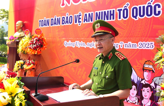 Thượng tướng Nguyễn Ngọc Lâm, Thứ trưởng Bộ Công an, phát biểu. Ảnh: TTXVN phát cao-bang-310725.jpg
