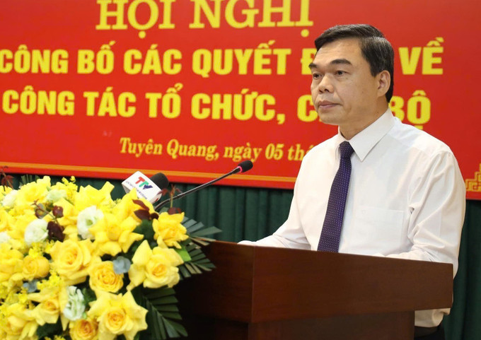 Đồng chí Ma Thế Hồng, Phó Bí thư Tỉnh ủy Tuyên Quang, phát biểu tại Hội nghị. Ảnh: Quang Cường/TTXVN tuyen-quang3-050625.jpg
