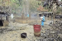 Người dân Lũng Phầy (Cao Bằng) vệ sinh môi trường sau ngập để đón Tết