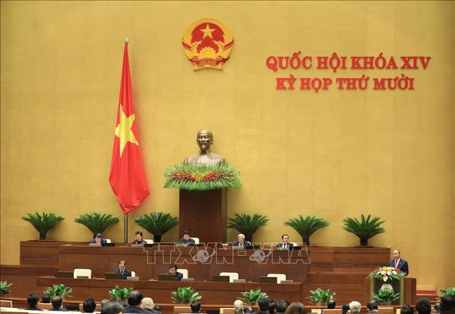 Quang cảnh phiên khai mạc Kỳ họp thứ mười, Quốc hội khóa XIV. Ảnh: Văn Điệp - TTXVN