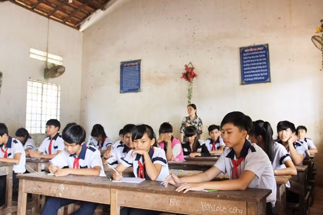Một lớp học nơi biên giới huyện Bù Đốp, tỉnh Bình Phước, giáp Vương quốc Campuchia. Nguồn: cand.com.vn