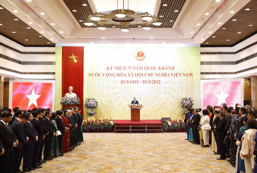 Chủ tịch nước Nguyễn Xuân Phúc phát biểu tại buổi lễ. Ảnh: Thống Nhất - TTXVN