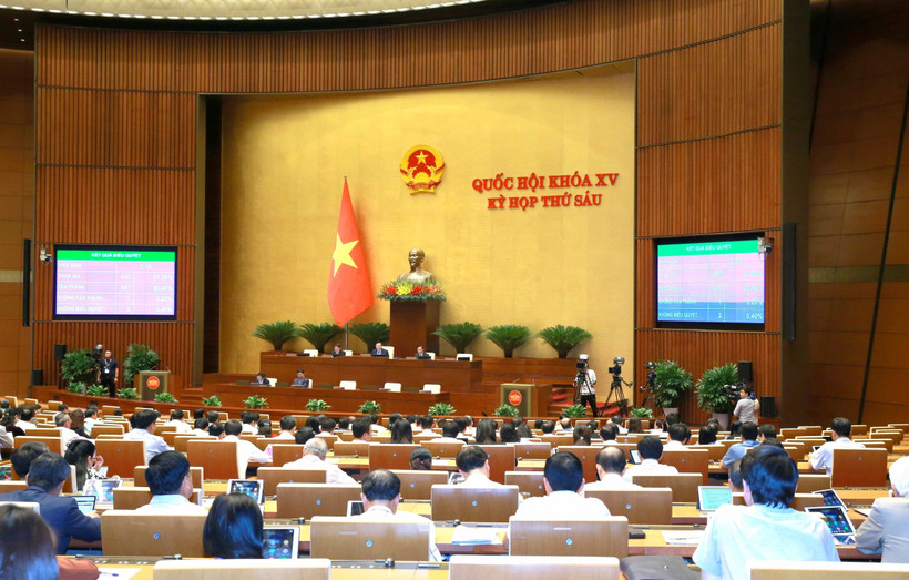 Quốc hội thông qua dự thảo Nghị quyết về Kế hoạch phát triển kinh tế - xã hội năm 2024. Ảnh: Phương Hoa - TTXVN