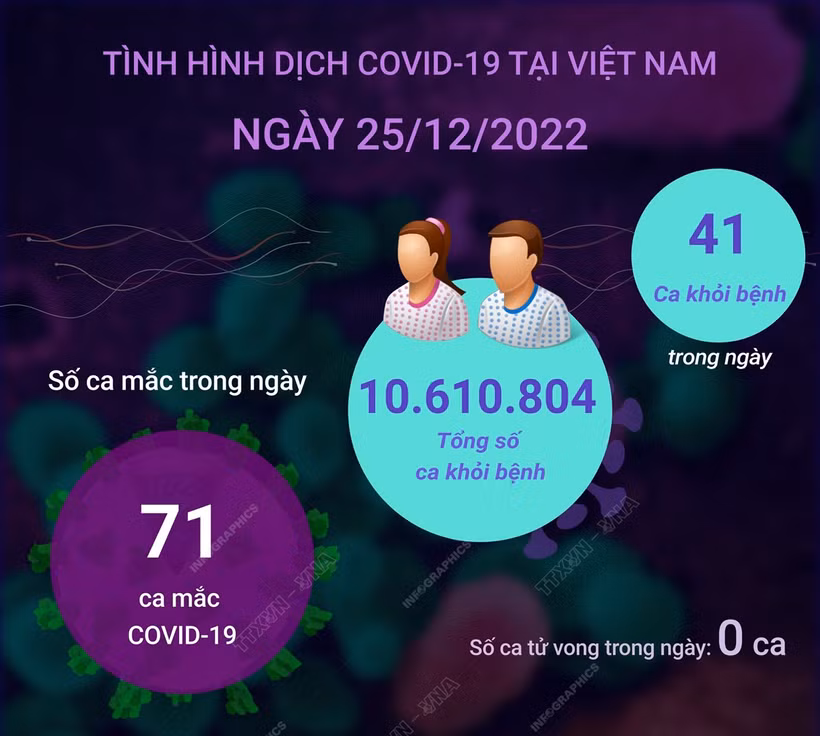 Dịch COVID-19: Chỉ còn 71 ca mắc COVID-19 mới trong ngày 25/12; cảnh báo về sự lưu hành hơn 500 biến thể phụ của Omicron