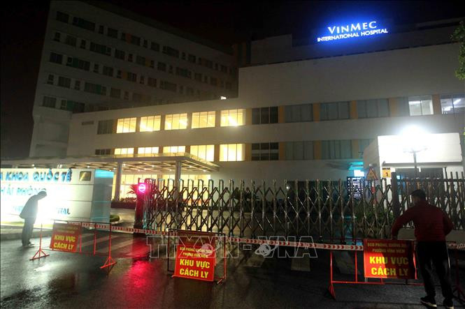Lệnh phong tỏa được thực hiện tại Bệnh viện quốc tế Vinmec Hải Phòng. Ảnh: An Đăng - TTXVN