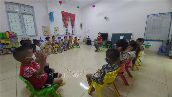 Học sinh Trường Mầm non xã Niêm Sơn, huyện Mèo Vạc (Hà Giang). Ảnh: Nguyễn Chiến-TTXVN