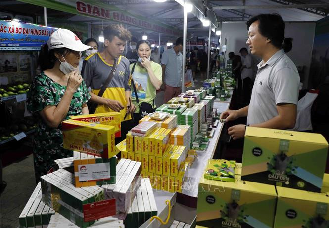  Khách tham quan mua sắm tại hội chợ. Ảnh: Trần Việt - TTXVN