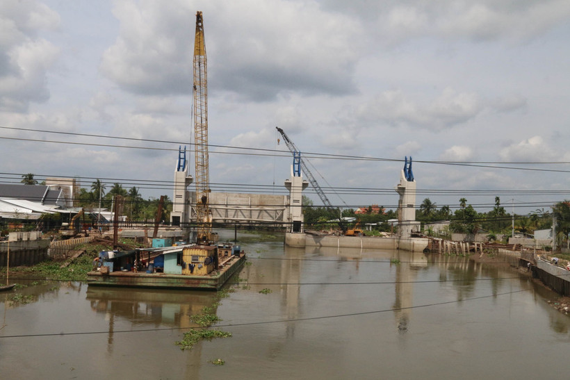 Công trình cống Phú Phong (Châu Thành, Tiền Giang). Ảnh: Minh Trí - TTXVN