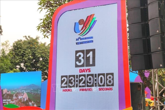 Màn hình đếm ngược 31 ngày tới SEA Games 31. Ảnh: Tuấn Đức – TTXVN