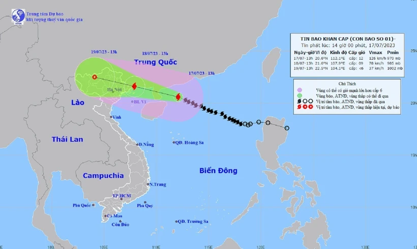 Ứng phó với bão số 1: Bão số 1 gió giật cấp 15, cách Móng Cái (Quảng Ninh) khoảng 480 km 