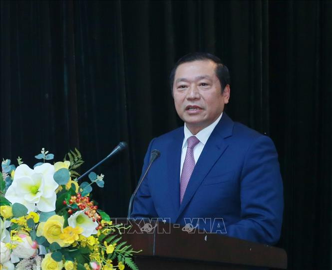 Đồng chí Lại Xuân Môn, Uỷ viên Trung ương Đảng, Phó Trưởng Ban Tuyên giáo Trung ương phát biểu tại Hội nghị. Ảnh: Phương Hoa – TTXVN