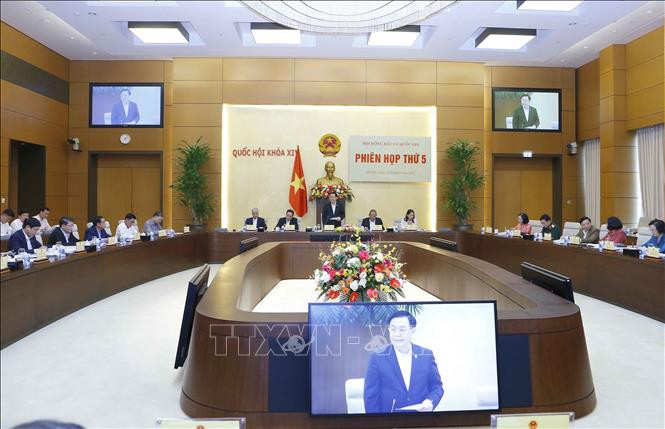 Chủ tịch Quốc hội Vương Đình Huệ, Chủ tịch Hội đồng bầu cử quốc gia phát biểu. Ảnh: Doãn Tấn - TTXVN