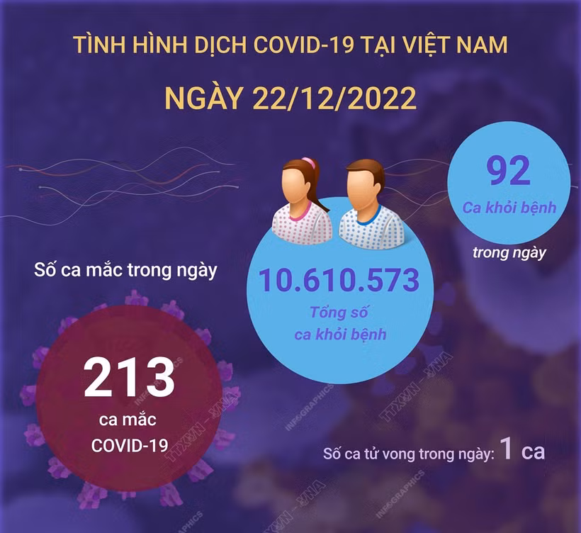 Dịch COVID-19: Ngày 22/12, ghi nhận 213 ca COVID-19 mới, 43 bệnh nhân nặng phải thở ô xy