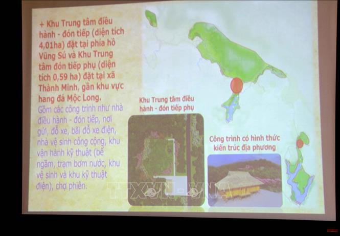 Bản vẽ quy hoạch tổng thể bảo tồn, tôn tạo và phát huy giá trị di tích khảo cổ Hang Con Moong và các di tích phụ cận. Ảnh: Hoa Mai – TTXVN