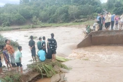 Mưa lũ sau bão số 13 cuốn trôi một cầu dân sinh ở Đắk Lắk