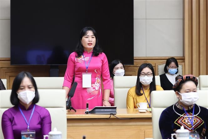 Giáo viên Lê Thị Hạnh, Trường Phổ thông Dân tộc bán trú THCS Na Loi, huyện Kỳ Sơn, tỉnh Nghệ An. Ảnh: Dương Giang - TTXVN Thủ tướng Phạm Minh Chính: Các nhà giáo đang thực hiện sứ mệnh rất vẻ vang và đáng tự hào ảnh 3