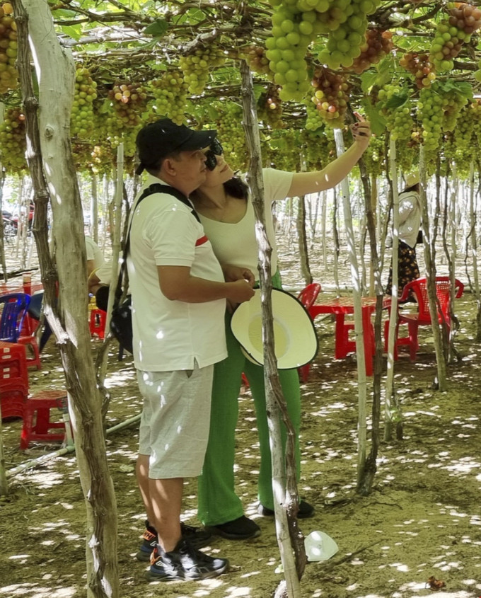 Du khách chụp ảnh dưới giàn nho ở làng nho Thái An (xã Vĩnh Hải, huyện Ninh Hải). Ảnh: Nguyễn Thành – TTXVN Mở hướng kết nối du lịch Ninh Thuận - Ấn Độ ảnh 4