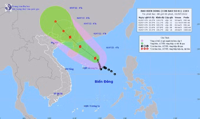 Thời tiết ngày 01/07/2022: Bão số 1 di chuyển theo hướng Tây Bắc, có khả năng mạnh thêm ảnh 1