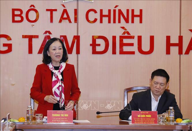 Đồng chí Trương Thị Mai, Uỷ viên Bộ Chính trị, Bí thư Trung ương Đảng, Trưởng Ban Tổ chức Trung ương, Phó Trưởng Ban chỉ đạo phát biểu tại buổi làm việc. Ảnh: Phương Hoa – TTXVN Trưởng ban Tổ chức Trung ương Trương Thị Mai: Tinh giản biên chế phải gắn với nâng cao năng lực, hiệu quả ảnh 1