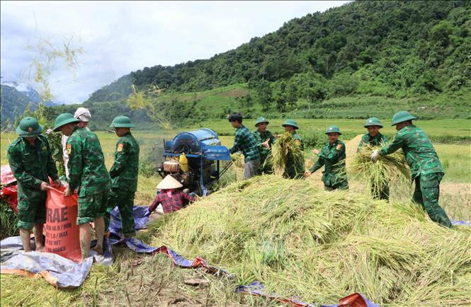 Những việc làm thiết thực của tình quân dân nơi biên giới càng bền chặt. Ảnh: Nguyễn Oanh-TTXVN Tình đoàn kết quân dân ở khu vực biên giới Lai Châu ảnh 4