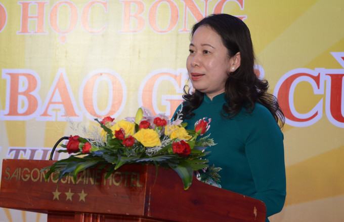 Phó Chủ tịch nước Võ Thị Ánh Xuân phát biểu. Ảnh: Văn Dũng - TTXVN Phó Chủ tịch nước Võ Thị Ánh Xuân: Phong trào khuyến học gắn với nâng cao chất lượng nguồn nhân lực ảnh 1